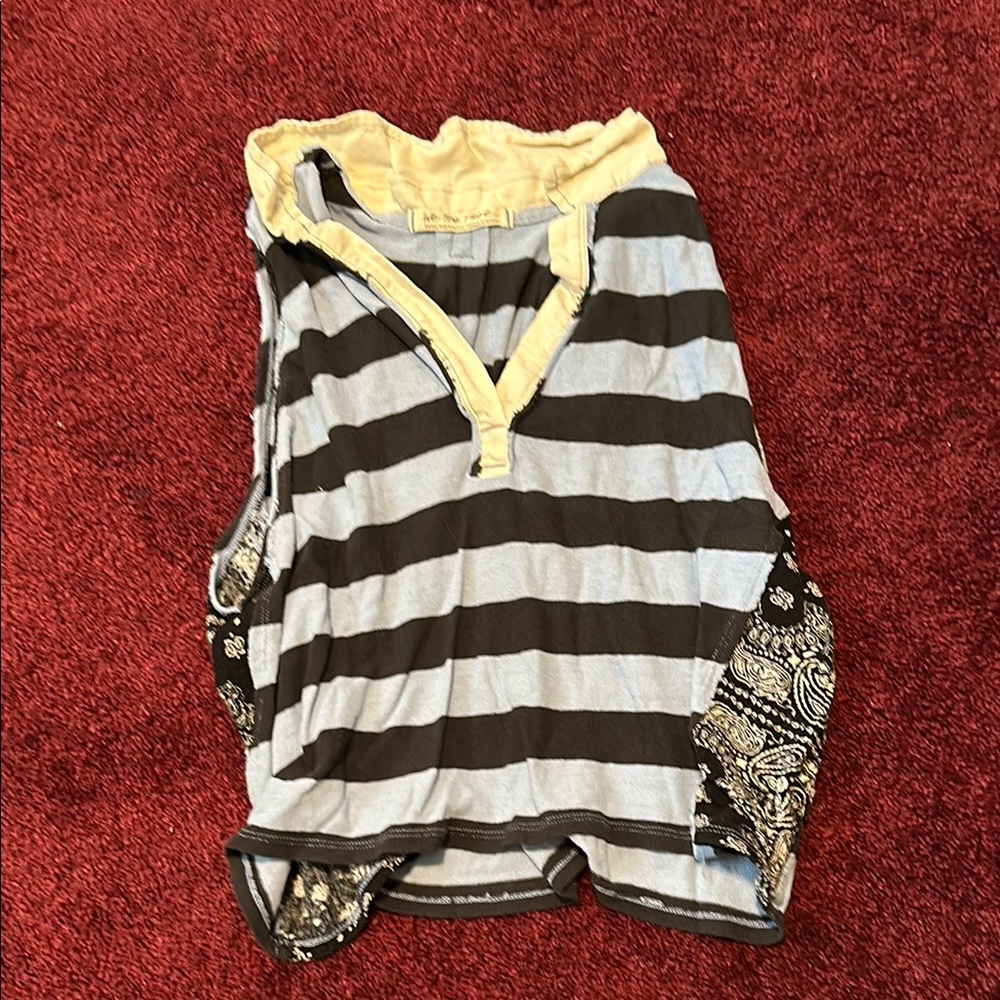 Striped Sleeveless Top with Paisley Accents